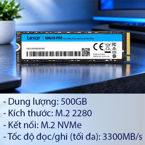 Ổ Cứng SSD Lexar NM610 Pro 500GB (M.2 2280 PCIe NVMe)